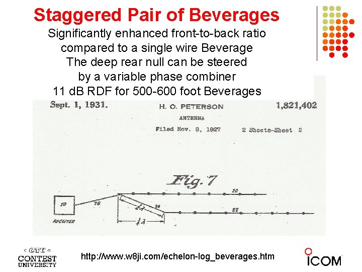 Staggered Pair of Beverages Significantly enhanced front-to-back ratio compared to a single wire Beverage