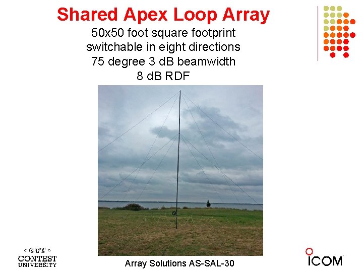 Shared Apex Loop Array 50 x 50 foot square footprint switchable in eight directions