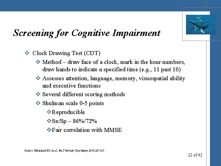 Screening for Cognitive Impairment v Clock Drawing Test (CDT) v Method – draw face