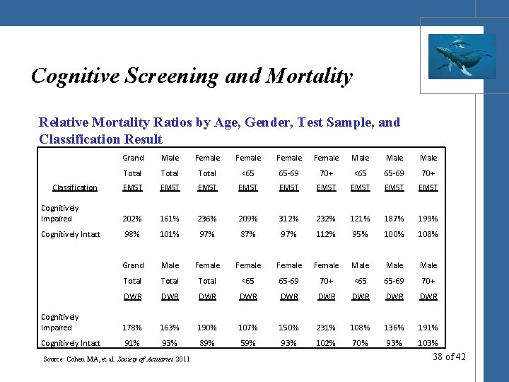 Cognitive Screening and Mortality Relative Mortality Ratios by Age, Gender, Test Sample, and Classification