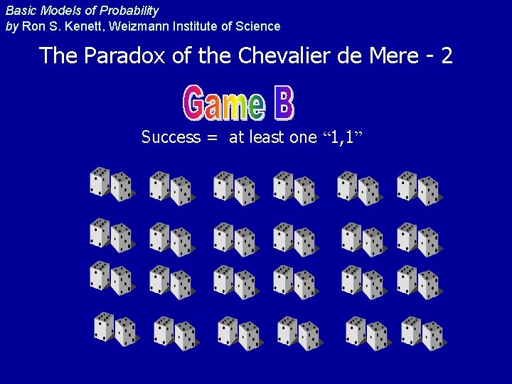 Basic Models of Probability by Ron S. Kenett, Weizmann Institute of Science The Paradox