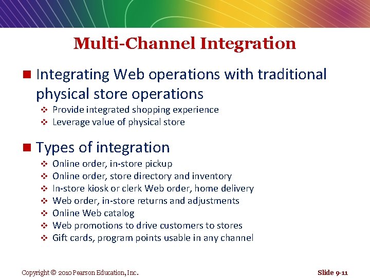 Multi-Channel Integration n Integrating Web operations with traditional physical store operations v v n