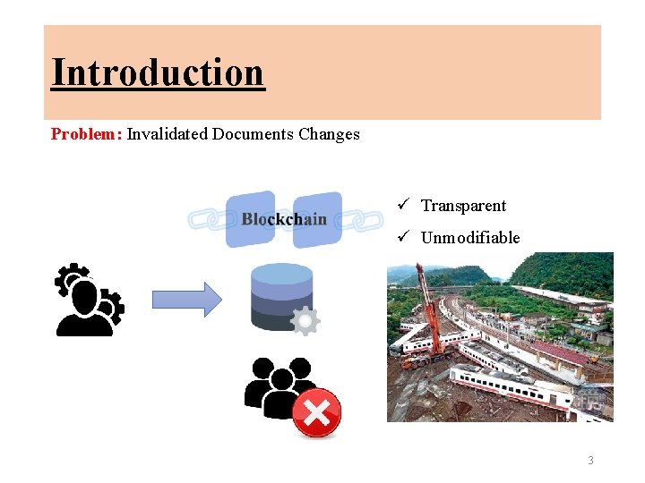 Introduction Problem: Invalidated Documents Changes ü Transparent ü Unmodifiable 3 