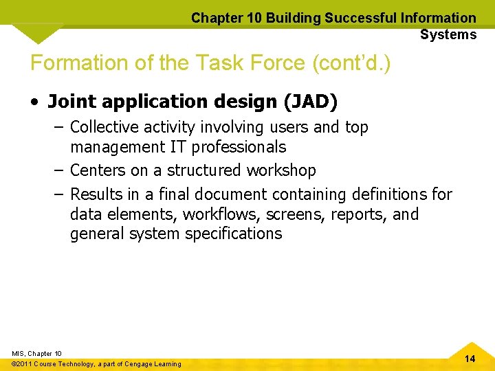 Chapter 10 Building Successful Information Systems Formation of the Task Force (cont’d. ) •