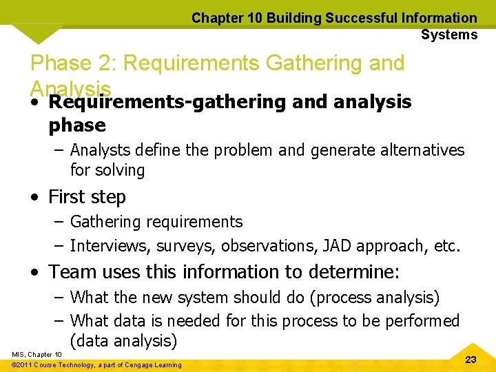 Chapter 10 Building Successful Information Systems Phase 2: Requirements Gathering and Analysis • Requirements-gathering