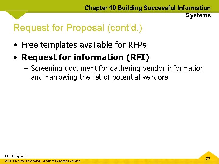 Chapter 10 Building Successful Information Systems Request for Proposal (cont’d. ) • Free templates