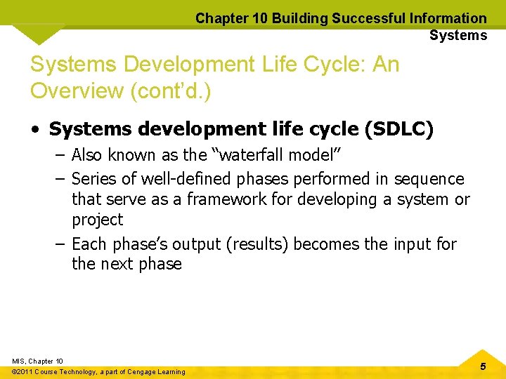 Chapter 10 Building Successful Information Systems Development Life Cycle: An Overview (cont’d. ) •