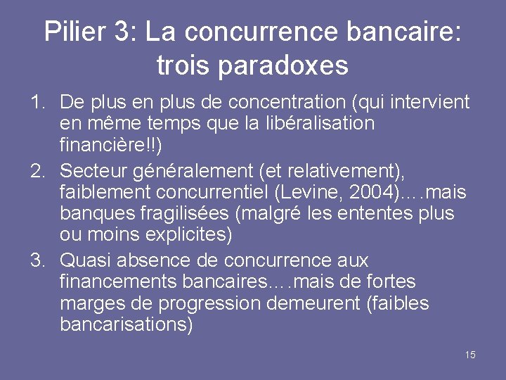 Pilier 3: La concurrence bancaire: trois paradoxes 1. De plus en plus de concentration