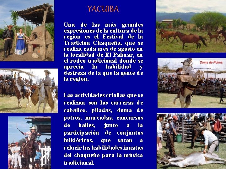 YACUIBA Una de las más grandes expresiones de la cultura de la región es