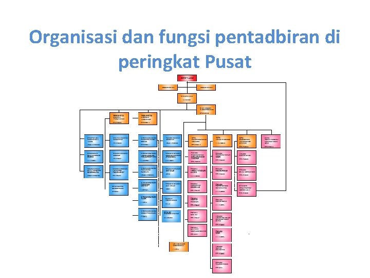 Organisasi dan fungsi pentadbiran di peringkat Pusat 