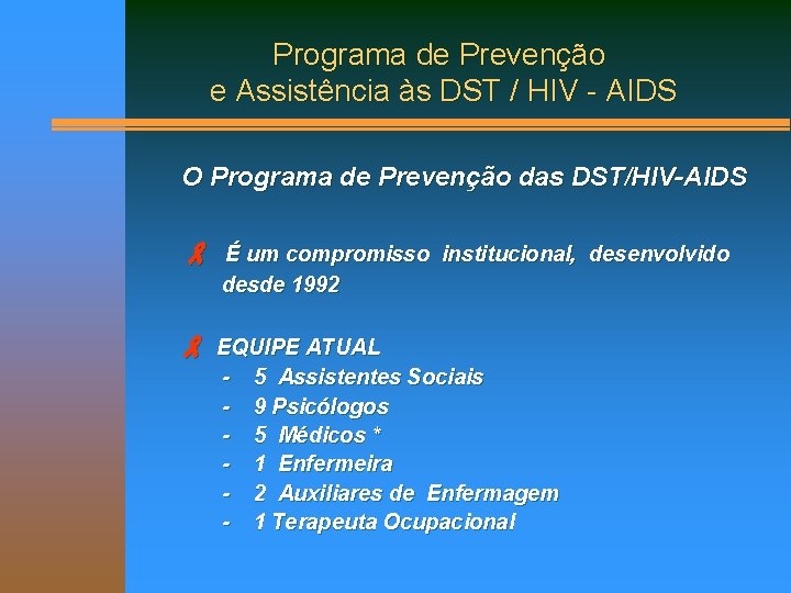 Programa de Prevenção e Assistência às DST / HIV - AIDS O Programa de