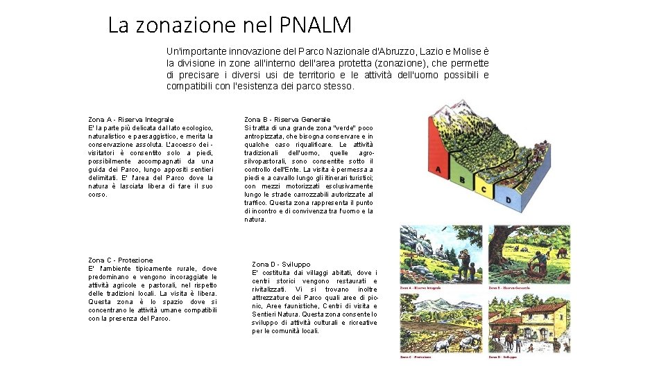 La zonazione nel PNALM Un'importante innovazione del Parco Nazionale d'Abruzzo, Lazio e Molise è La zonazione nel PNALM Un'importante innovazione del Parco Nazionale d'Abruzzo, Lazio e Molise è