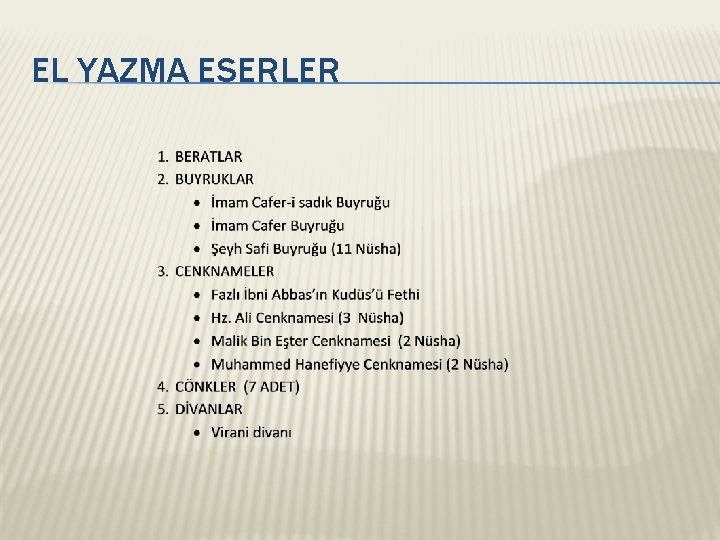 EL YAZMA ESERLER 