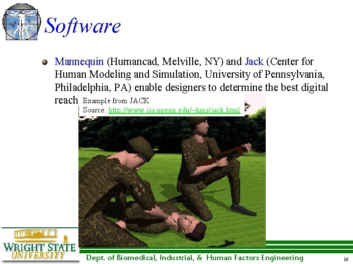 Software Mannequin (Humancad, Melville, NY) and Jack (Center for Human Modeling and Simulation, University