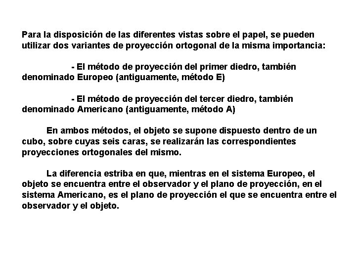 Para la disposición de las diferentes vistas sobre el papel, se pueden utilizar dos