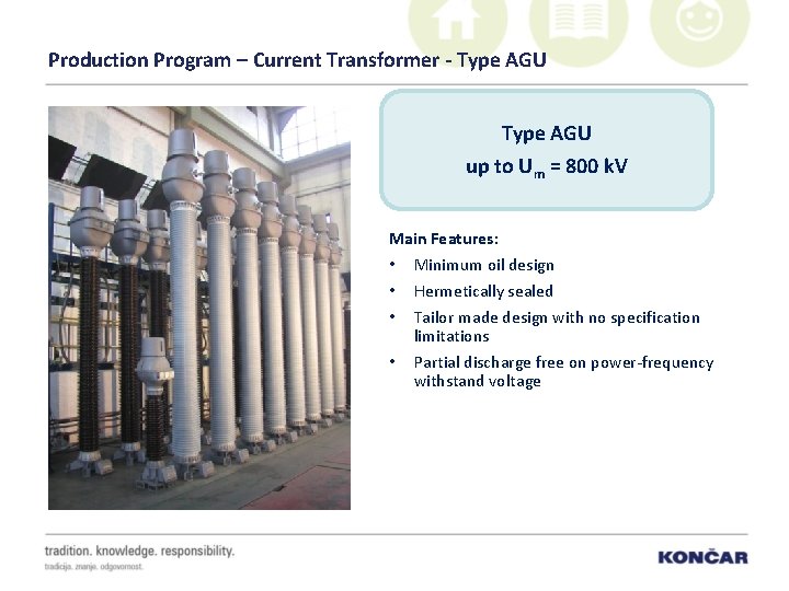 Production Program – Current Transformer - Type AGU up to Um = 800 k.