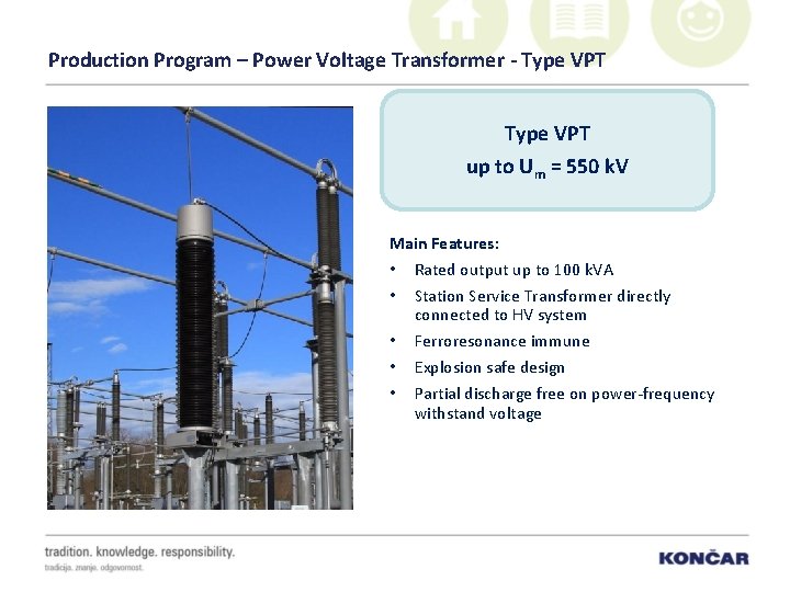 Production Program – Power Voltage Transformer - Type VPT up to Um = 550