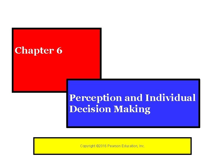 Chapter 6 Perception and Individual Decision Making Copyright © 2016 Pearson Education, Inc. 