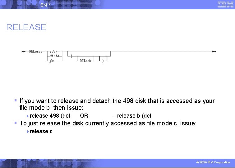 IBM ^ RELEASE If you want to release and detach the 498 disk that