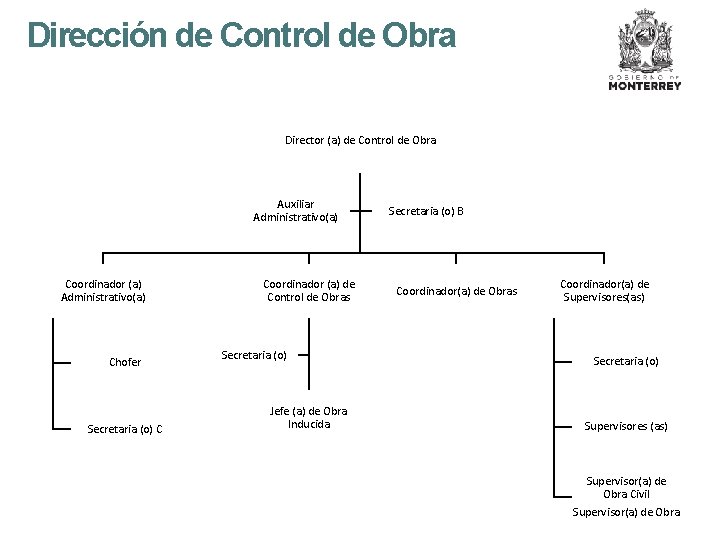 Dirección de Control de Obra Director (a) de Control de Obra Auxiliar Administrativo(a) Coordinador