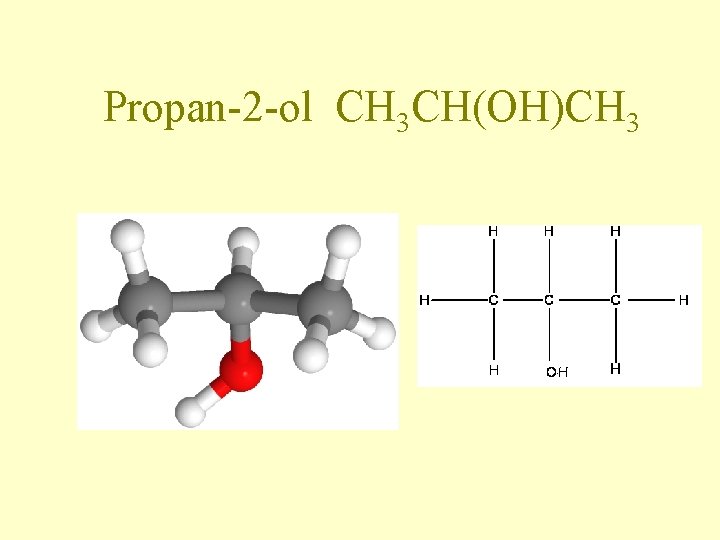 Propan-2 -ol CH 3 CH(OH)CH 3 Propan-2 -ol CH 3 CH(OH)CH 3