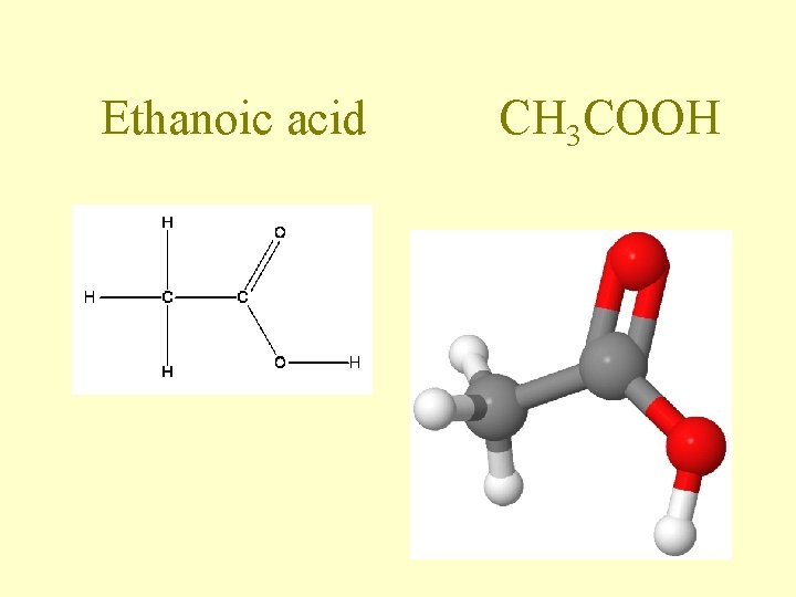 Ethanoic acid CH 3 COOH Ethanoic acid CH 3 COOH