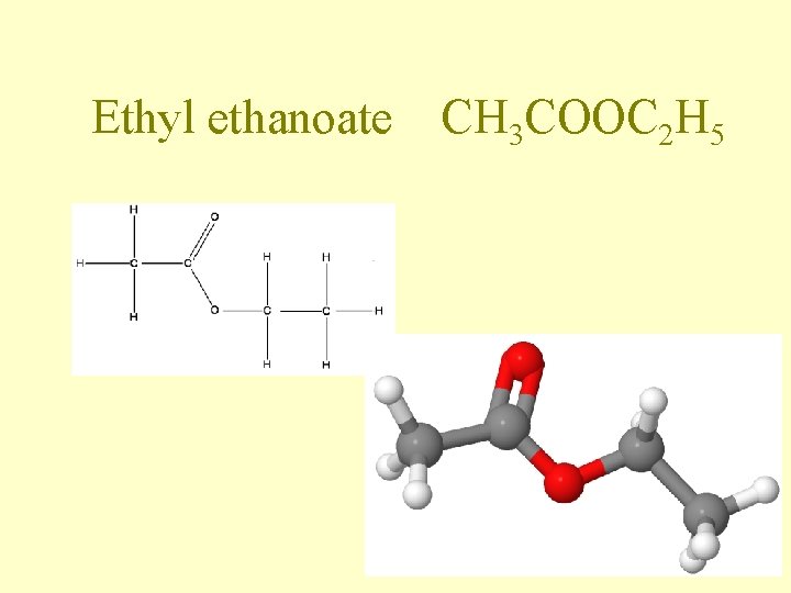 Ethyl ethanoate CH 3 COOC 2 H 5 Ethyl ethanoate CH 3 COOC 2 H 5