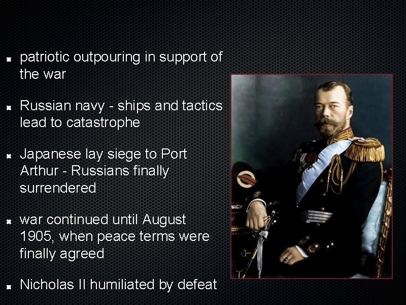 patriotic outpouring in support of the war Russian navy - ships and tactics lead