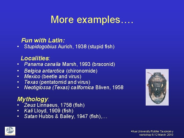 More examples…. Fun with Latin: • Stupidogobius Aurich, 1938 (stupid fish) Localities: • •