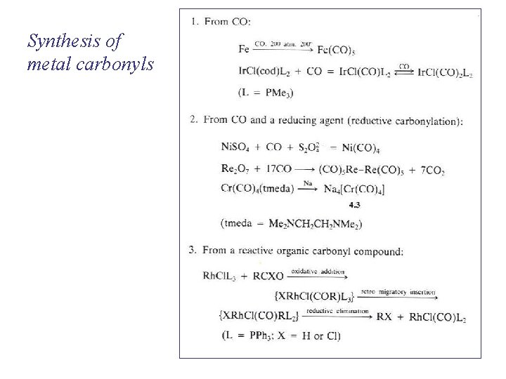 Synthesis of metal carbonyls 