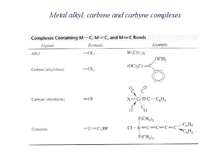 Metal alkyl, carbene and carbyne complexes 