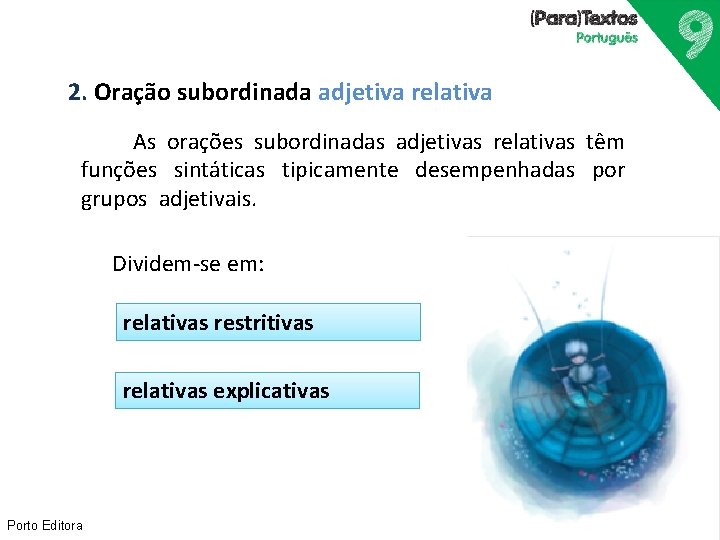 2. Oração subordinada adjetiva relativa As orações subordinadas adjetivas relativas têm funções sintáticas tipicamente