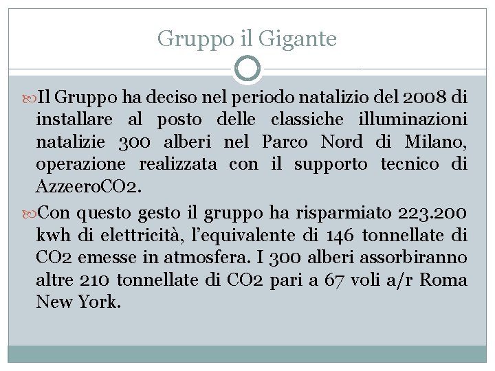 Gruppo il Gigante Il Gruppo ha deciso nel periodo natalizio del 2008 di installare