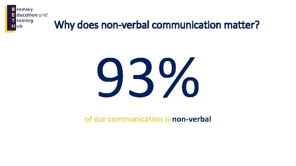 Why does non-verbal communication matter? 93% of our communication is non-verbal 