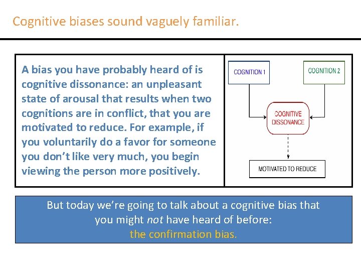 Cognitive biases sound vaguely familiar. A bias you have probably heard of is cognitive