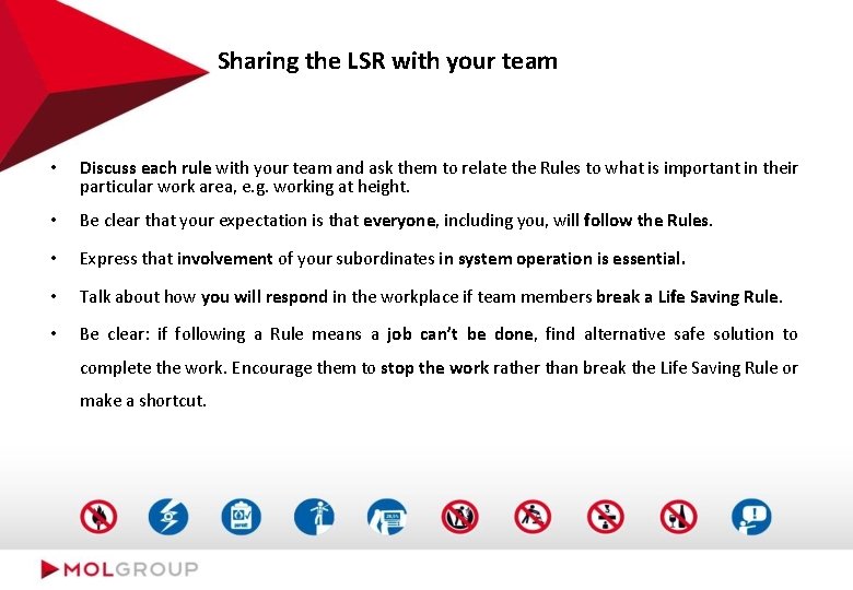 Sharing the LSR with your team • Discuss each rule with your team and