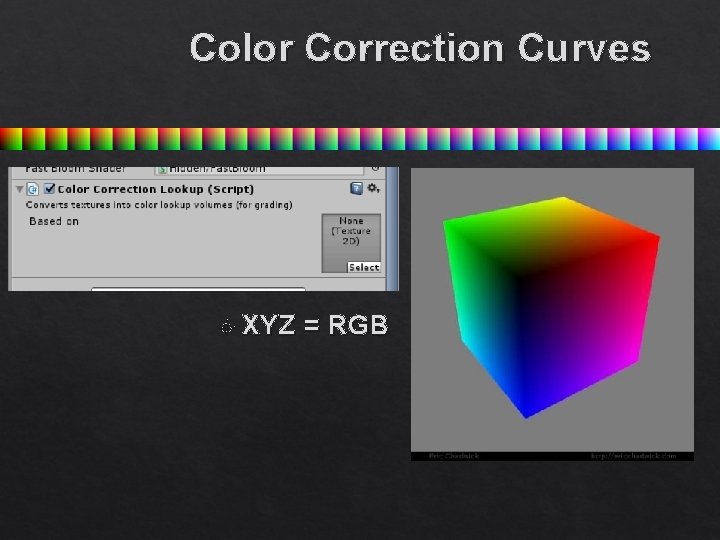 Color Correction Curves XYZ = RGB 