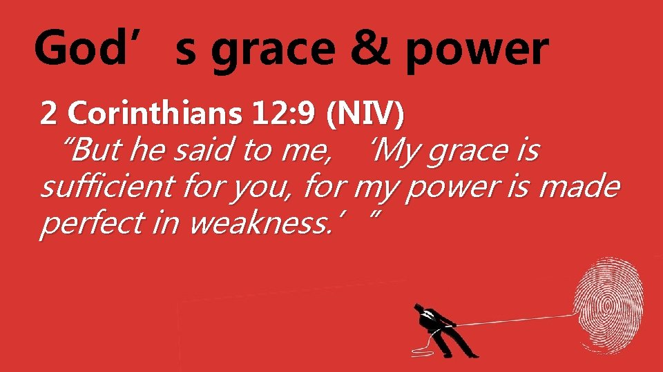 God’s grace & power 2 Corinthians 12: 9 (NIV) “But he said to me,