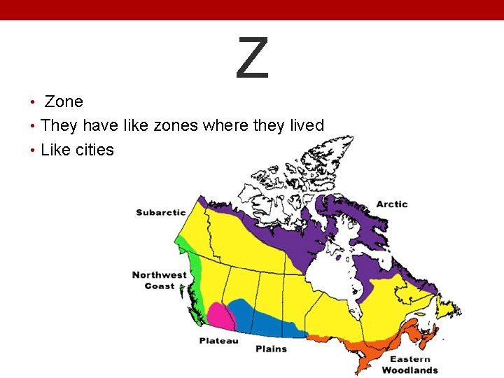 Z • Zone • They have like zones where they lived • Like cities