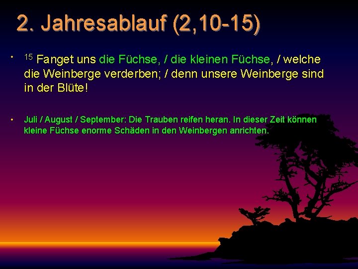 2. Jahresablauf (2, 10 -15) • 15 • Juli / August / September: Die