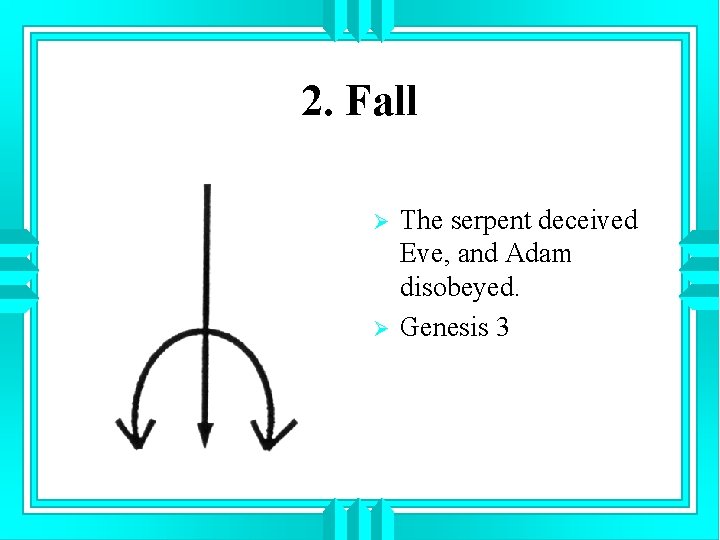 2. Fall Ø Ø The serpent deceived Eve, and Adam disobeyed. Genesis 3 