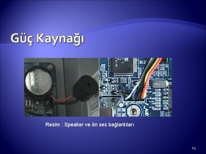 Güç Kaynağı Resim : Speaker ve ön ses bağlantıları 14 