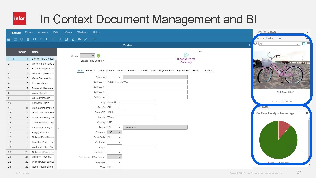 In Context Document Management and BI Infor Confidential Copyright © 2016. Infor. All Rights