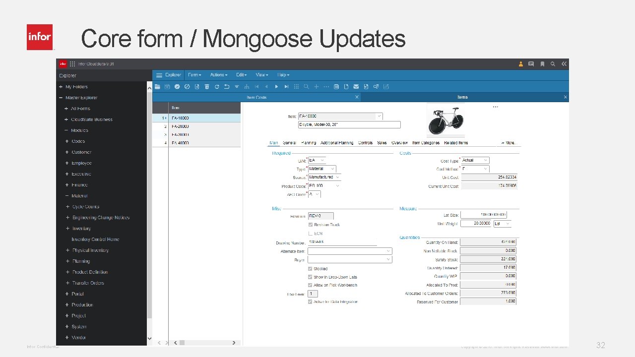 Core form / Mongoose Updates Infor Confidential Copyright © 2016. Infor. All Rights Reserved.