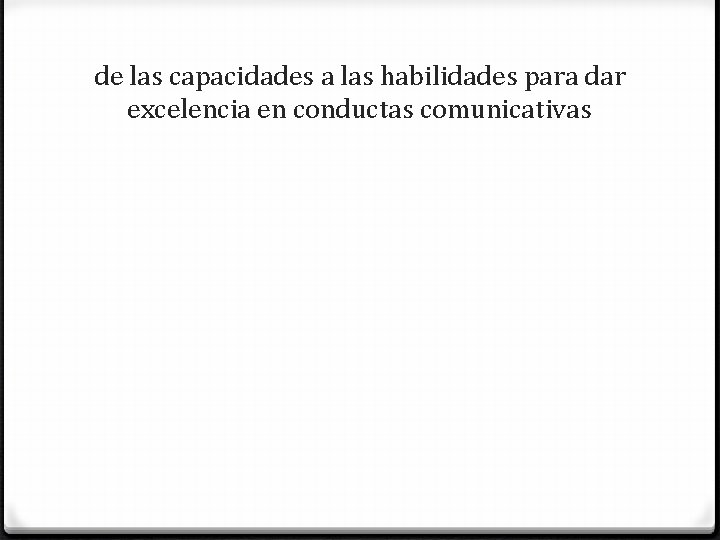 de las capacidades a las habilidades para dar excelencia en conductas comunicativas 