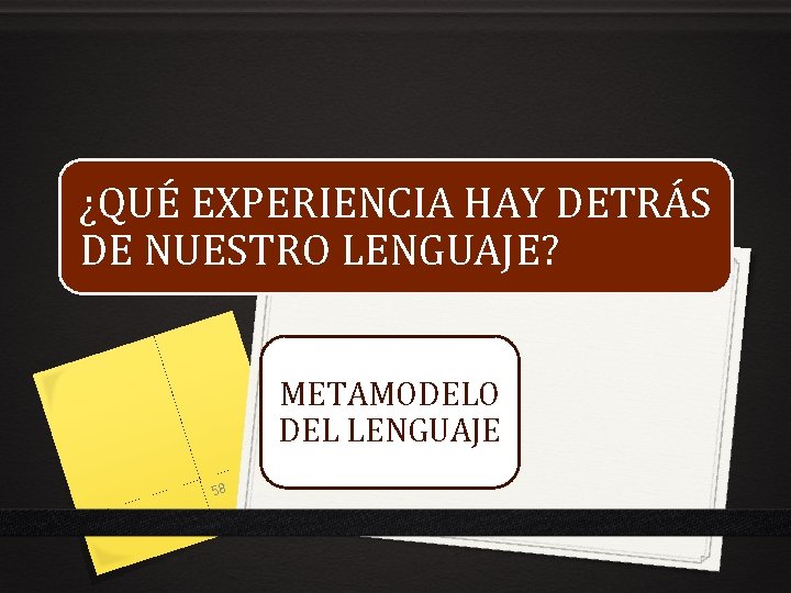 ¿QUÉ EXPERIENCIA HAY DETRÁS DE NUESTRO LENGUAJE? METAMODELO DEL LENGUAJE 58 