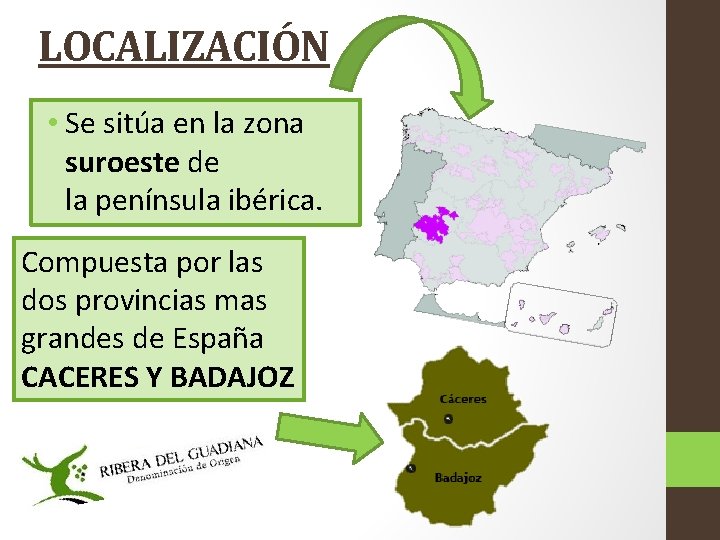 LOCALIZACIÓN • Se sitúa en la zona suroeste de la península ibérica. Compuesta por