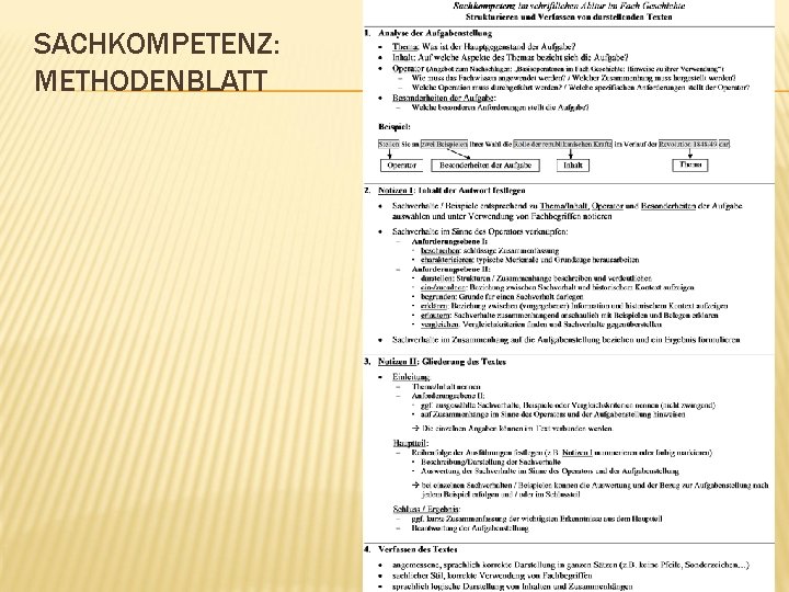 SACHKOMPETENZ: METHODENBLATT 