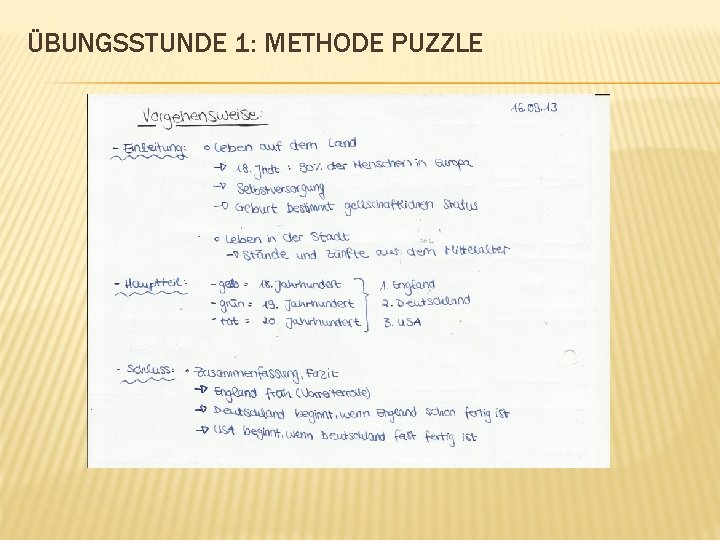 ÜBUNGSSTUNDE 1: METHODE PUZZLE 