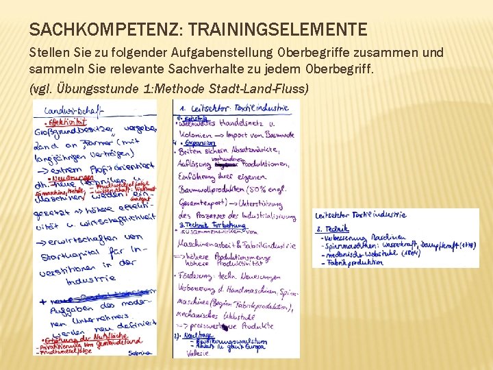 SACHKOMPETENZ: TRAININGSELEMENTE Stellen Sie zu folgender Aufgabenstellung Oberbegriffe zusammen und sammeln Sie relevante Sachverhalte